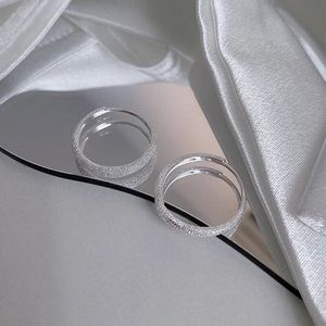 New Sterling Silver 925 Textured Hoops earring pair